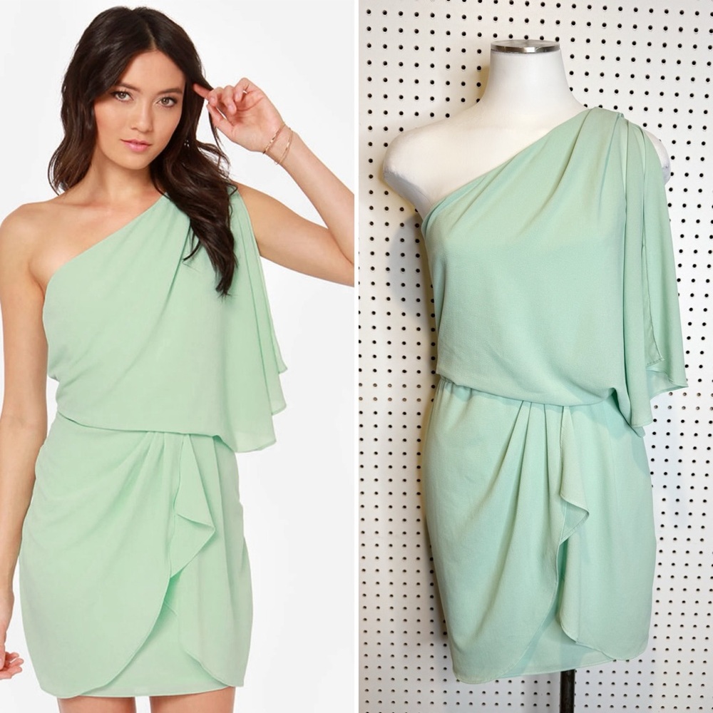 House‎ of Lolo / Fable | Grecian One Shoulder Mint Dress Sz. S